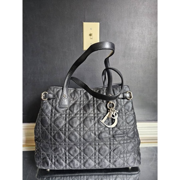 Authentic CHRISTIAN DIOR Cannage Panarea Tote Bag Black - Picture 3 of 13